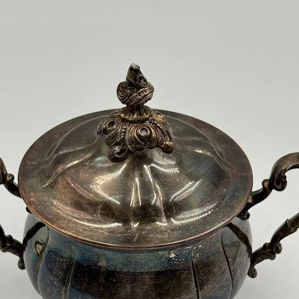 Vintage Silverplate Newport Covered Sugar Bowl Double Handled W Lid
